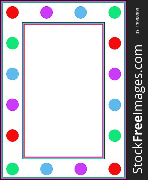 Colourful border or frame with dots and stripes. Colourful border or frame with dots and stripes