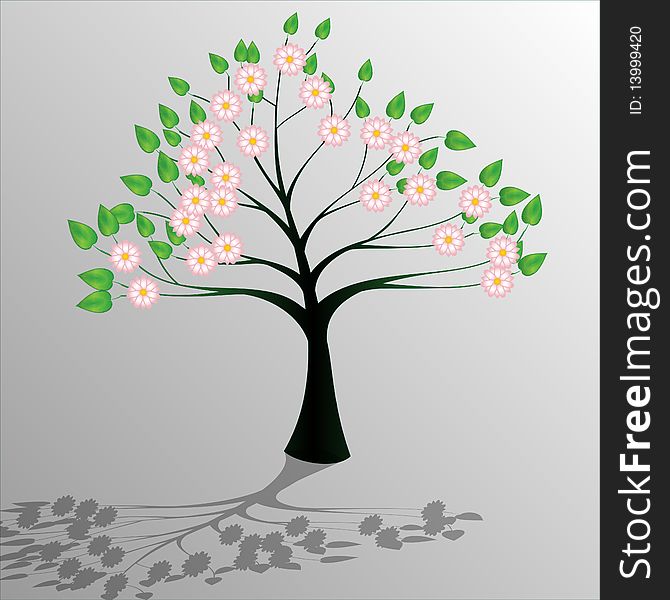 Illustration of floral tree as a symbol of ecology. Illustration of floral tree as a symbol of ecology.