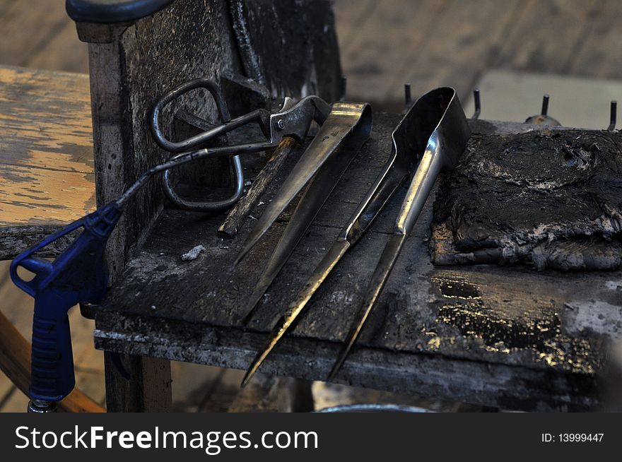 Working tools of a glassblower