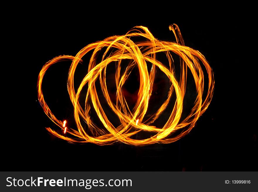 Fire circles isolated on black