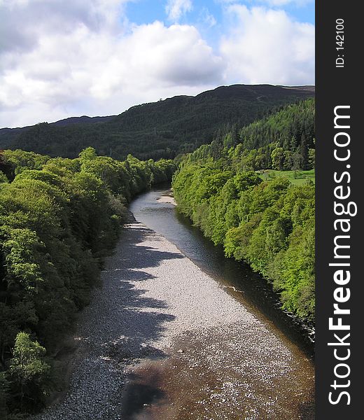 Rural landscape with river running through