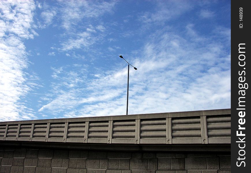 This is a Streetlight by a motorway bridge. This is a Streetlight by a motorway bridge.