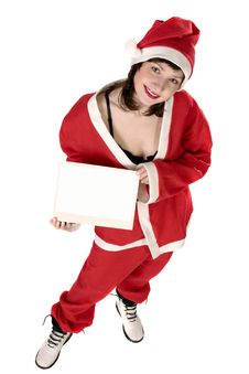 Woman In Santa Fancy Dress Stock Image