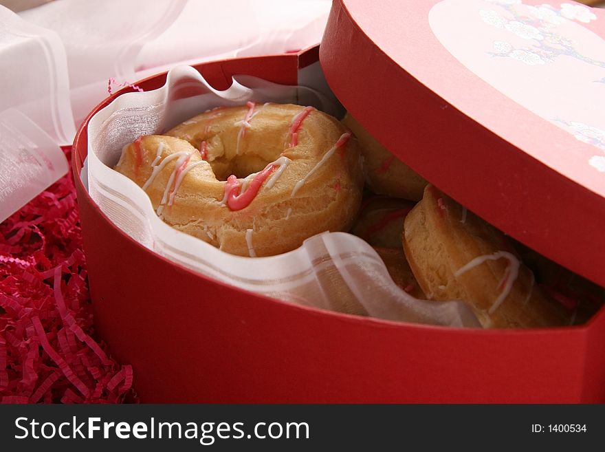 Cakes with cream in a box. Present for St. Valentine's day. Cakes with cream in a box. Present for St. Valentine's day.
