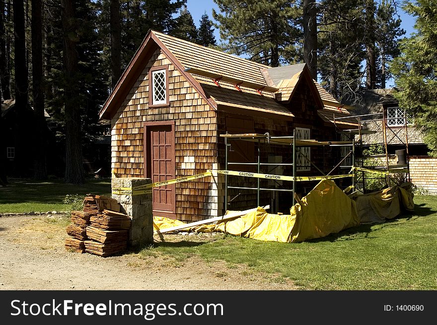 An historic cabin in the process of being restored. An historic cabin in the process of being restored