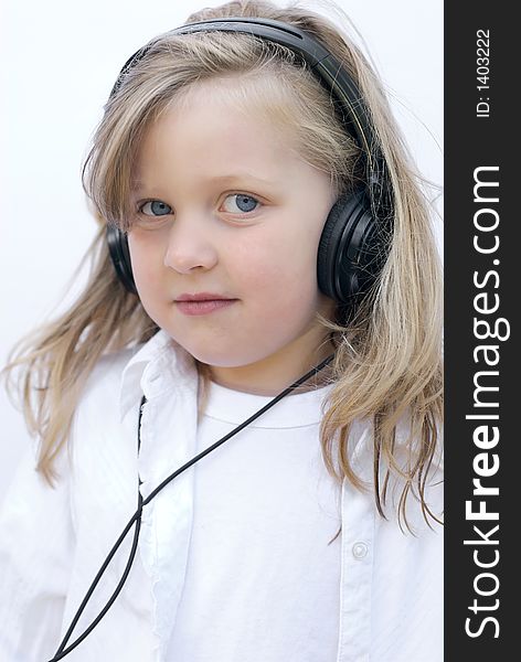 Young Girl Wearing Headphones