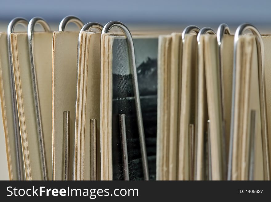 Paper clips on old book pages