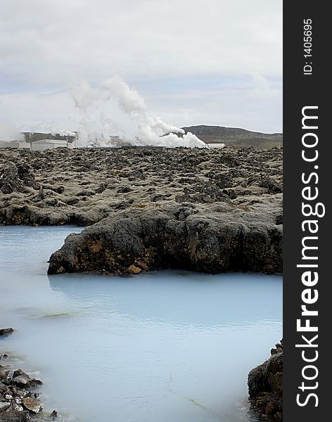 Heating plant outside the Blue Lagoon, a geothermal bath resort in Iceland.