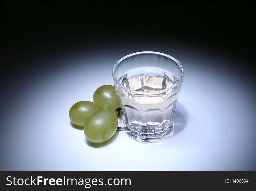 Glass of wine and wine balls