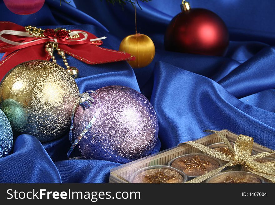 Domestic ornament of a celebratory fur-tree before Christmas or new year. Domestic ornament of a celebratory fur-tree before Christmas or new year
