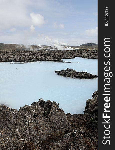 Heating plant outside the Blue Lagoon, a geothermal bath resort in Iceland.