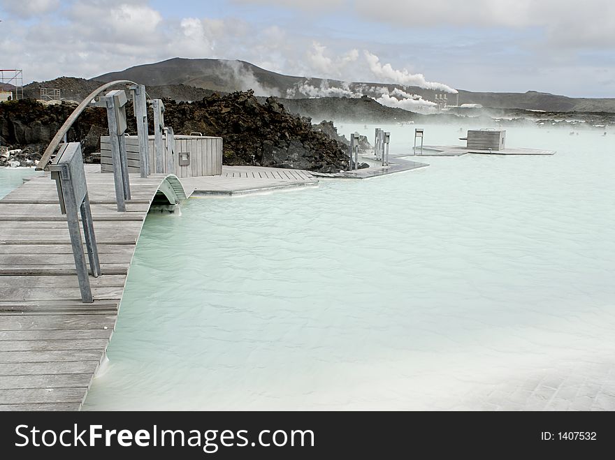 The Blue Lagoon, a geothermal bath resort in Iceland.