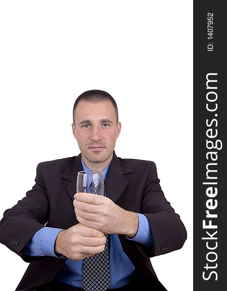 Nice business Man with a empty glass..somethig is hidden