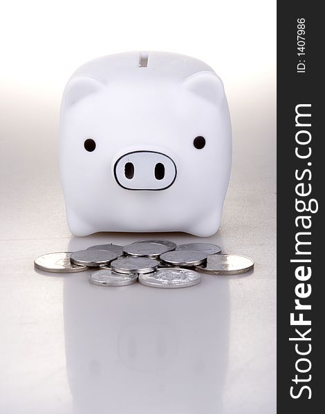 Piggy bank in white background.