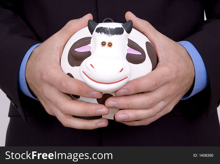 Photo of a Credit cow box. Photo of a Credit cow box