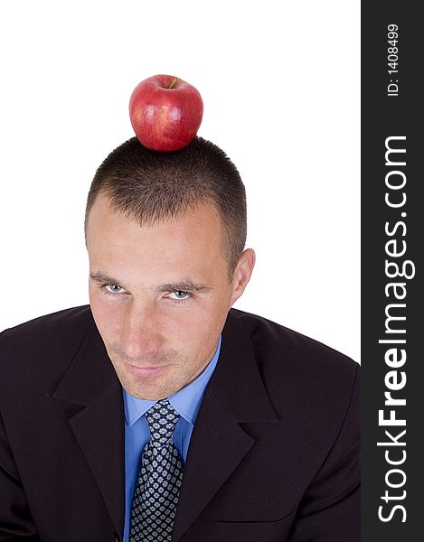 Nice business Man thinking ...red apple on head