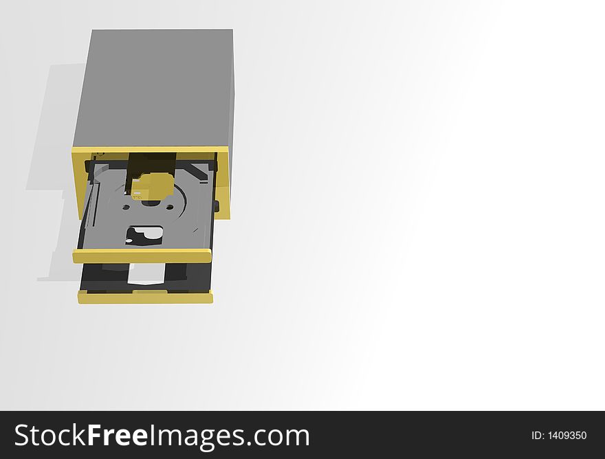 A cd/dvd rom drive open. A cd/dvd rom drive open