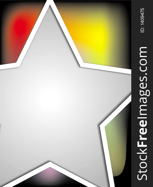 A multicolored background with a big lightgrey star. A multicolored background with a big lightgrey star