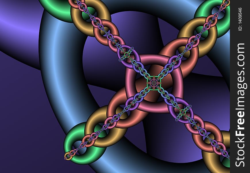 Colorful chain cross made from fractal. Colorful chain cross made from fractal