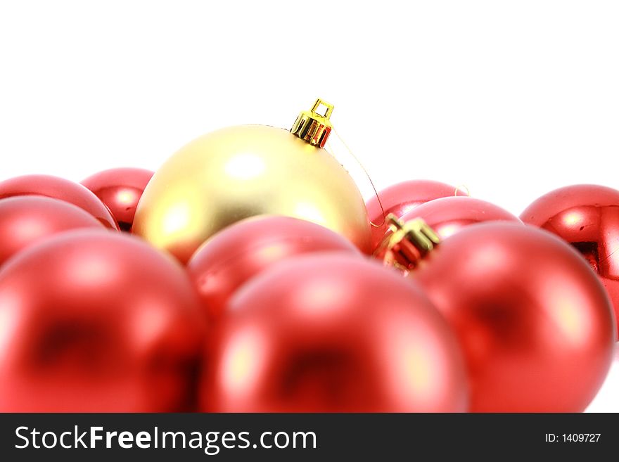 Christmas tree decoration, gold and red. Christmas tree decoration, gold and red
