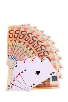 Aces And 50 Euro Banknotes. Royalty Free Stock Photos Aces And 50 Euro Banknotes. Royalty Free Stock Photos