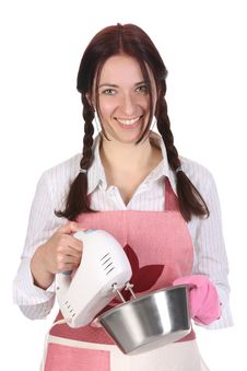 Beautiful Housewife Preparing With Kitchen Mixer Royalty Free Stock Photo Beautiful Housewife Preparing With Kitchen Mixer Royalty Free Stock Photo