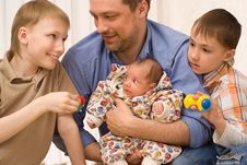 Dad And Three Children Royalty Free Stock Image