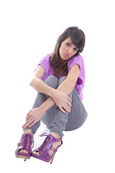 Sexy Young Brunette Sitting Stock Photo Sexy Young Brunette Sitting Stock Photo