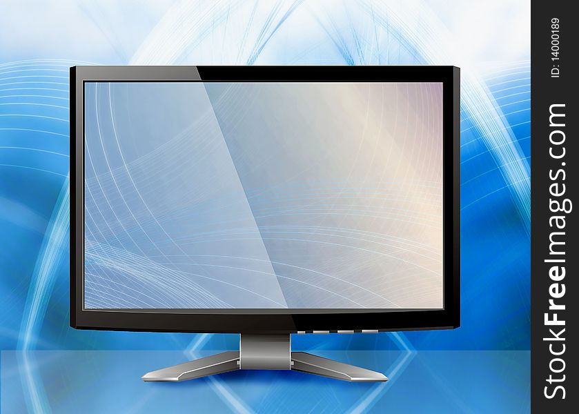 Modern monitor with abstract background