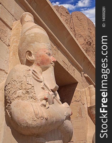 The ancient statue in Hatshepsut's temple in Egypt. The ancient statue in Hatshepsut's temple in Egypt