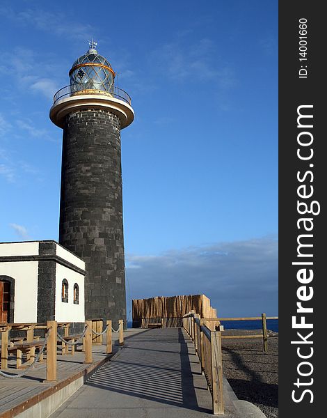 Light house on the shore of Fuertoventura, Canarias island, Spain