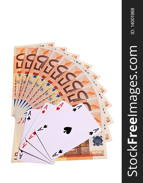 Aces and 50 Euro banknotes.