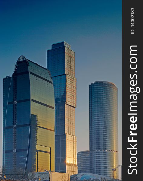 Business Center at sunset in Moscow