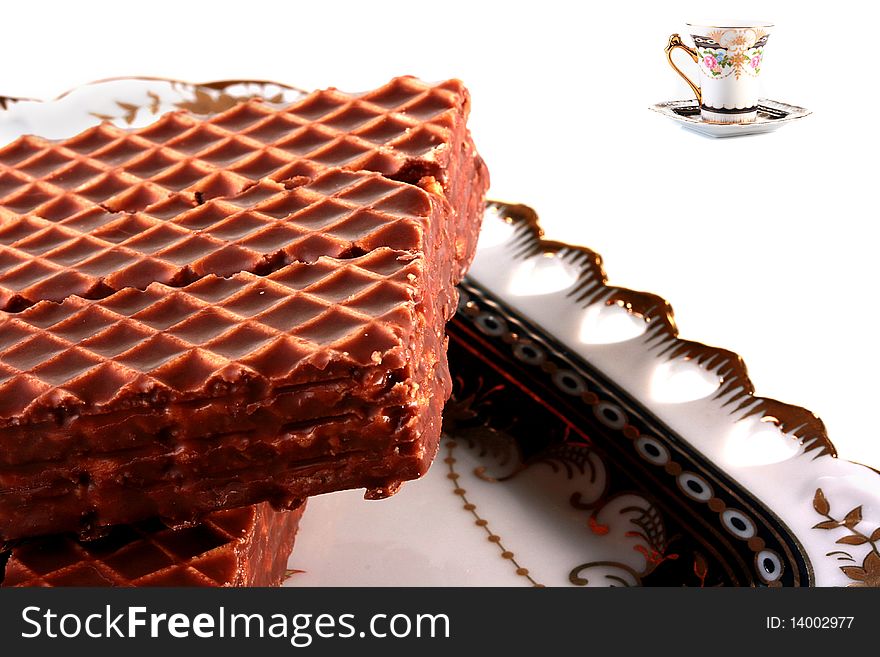 Sweet wafers in chocolate - a good dessert.