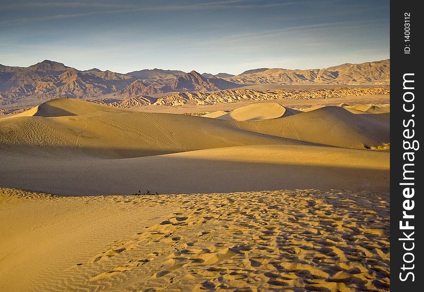 Death Valley dunes in last of daylight. Death Valley dunes in last of daylight