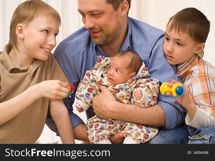 Dad And Three Children