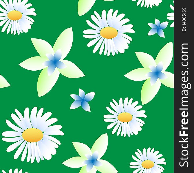 Seamless Pattern With Chamomiles