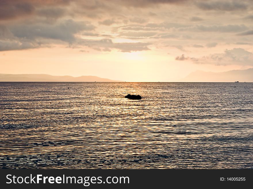 Sun set in Croatia, island Brac