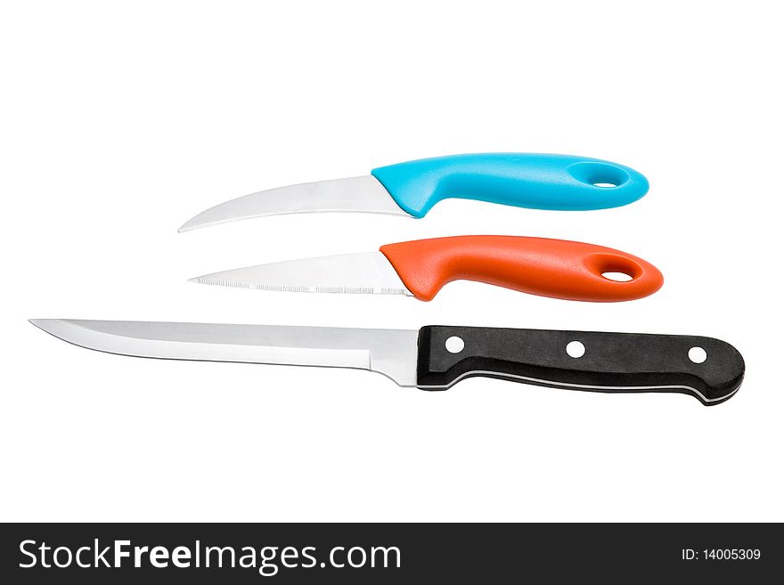 Three kitchen knife studio shot