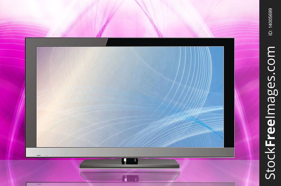 Flat tv on abstract background