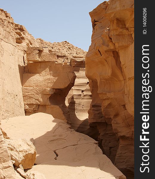 Limestone canyon in Sinai Peninsula, Egypt, near Sharm El Sheikh