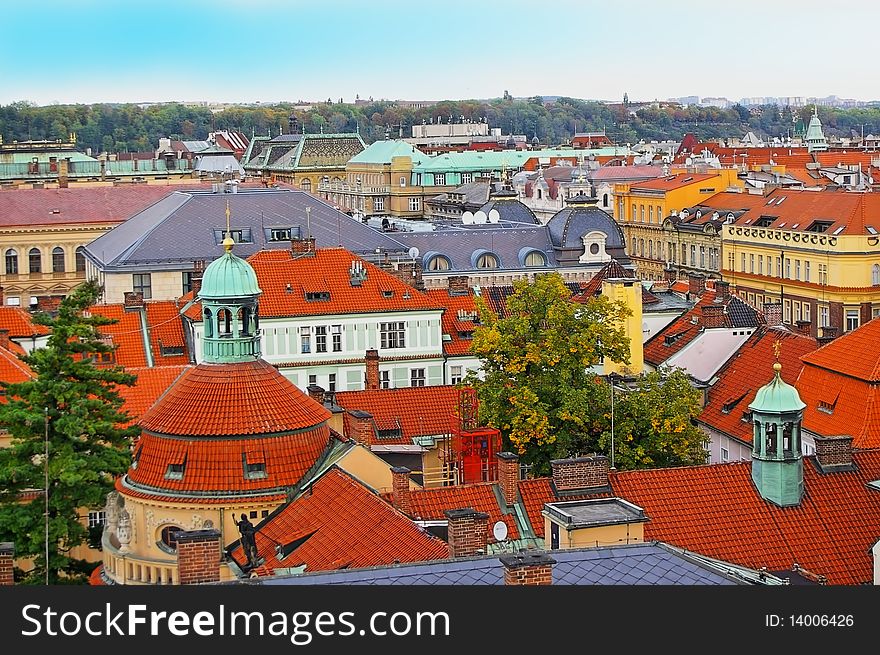 View of rooftops of the old historic town centre prague. View of rooftops of the old historic town centre prague