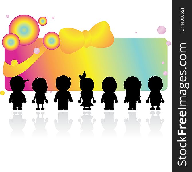 Silhouettes children showing unity, for web design & etc