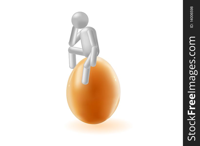 The grey man sits on an egg and thinks. The grey man sits on an egg and thinks