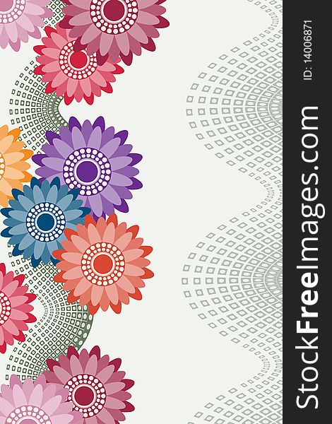 Invitation card with bright color flowers. Invitation card with bright color flowers