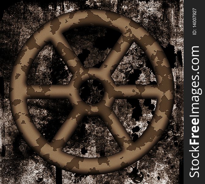 Old rusted wheel on dirty background