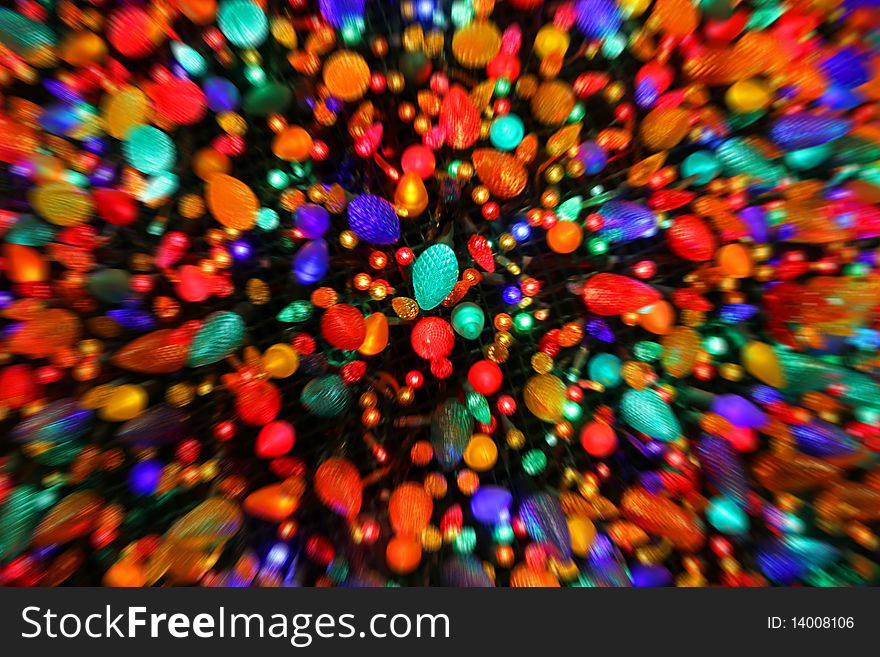 Christmas lights bunched together with a zoom blur. Christmas lights bunched together with a zoom blur.