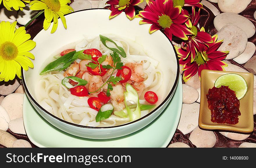 Very delicious soup served with hot and spicy sauce. Very delicious soup served with hot and spicy sauce