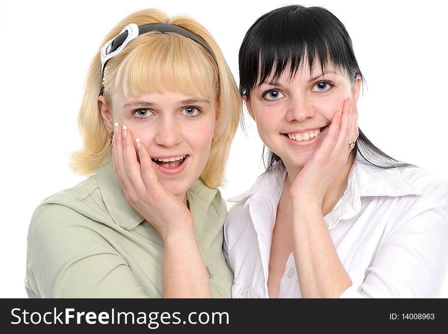 Surprised beautiful young women isolated in a white background. Surprised beautiful young women isolated in a white background