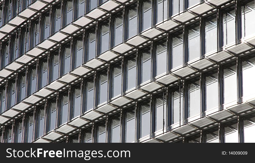 Closeup a glass curtain wall